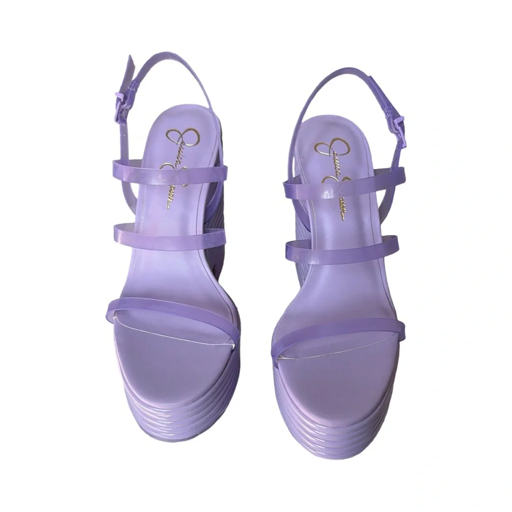 Jessica Simpson Lilac Strappy Platform Wedge Sandals - Picture 2 of 5